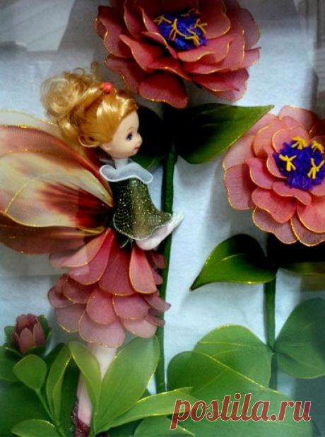 Куколки и цветы из капрона. Идеи для вдохновения
