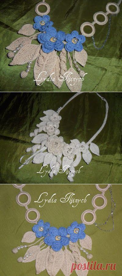 Волшебные петельки: Вязанные украшения (колье) в технике Free Form
