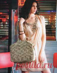 Большая вязаная сумка в классическом стиле (вязание крючком)