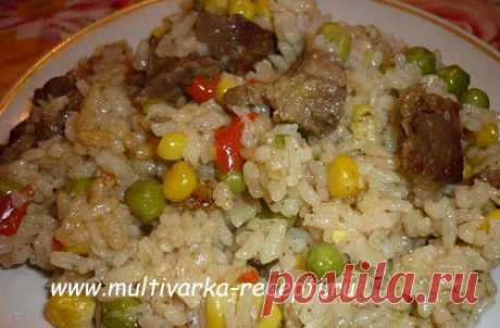 Рис с мясом и овощами в мультиварке