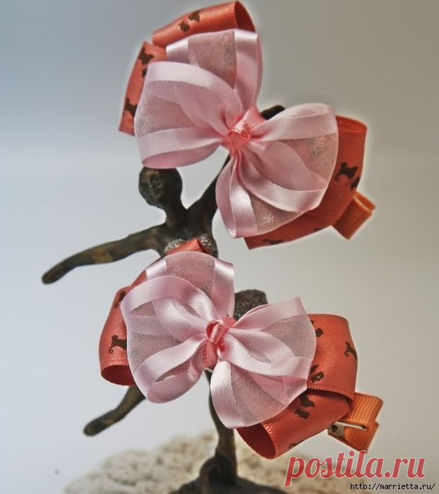 Бантики из ленточек для украшения заколок маленькой принцессы