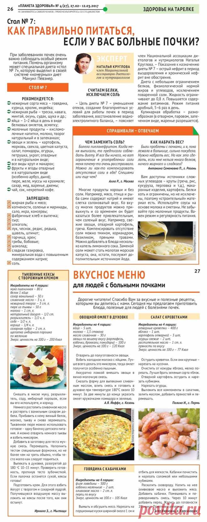 Как правильно питаться если у вас больные почки (стол №7)