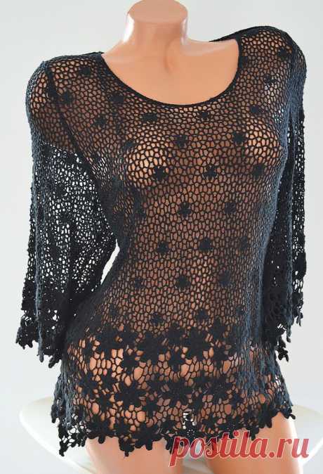 TUNIKA BLUSE ÜBERWURF TOP HÄKEL SPITZE SCHWARZ EG ca 40 42 44 NEU 2014 | eBay
