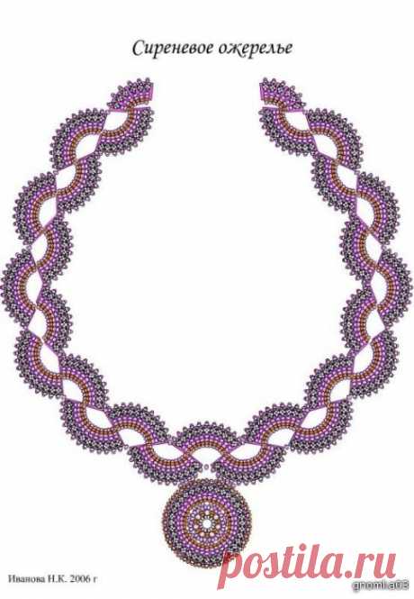 Ажурное колье из бисера