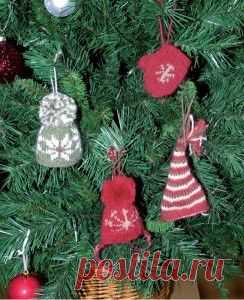 Мини варежки и шапочки на ёлку ➨ Handmade