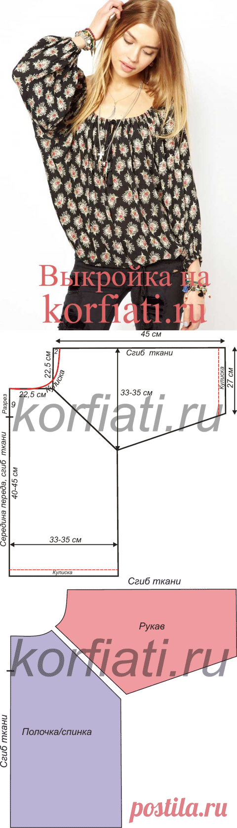 Выкройка топа от Анастасии Корфиати