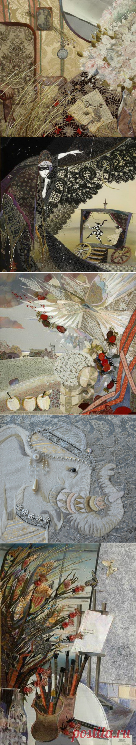 Великолепные картины в технике аппликации из ткани — Рукоделие