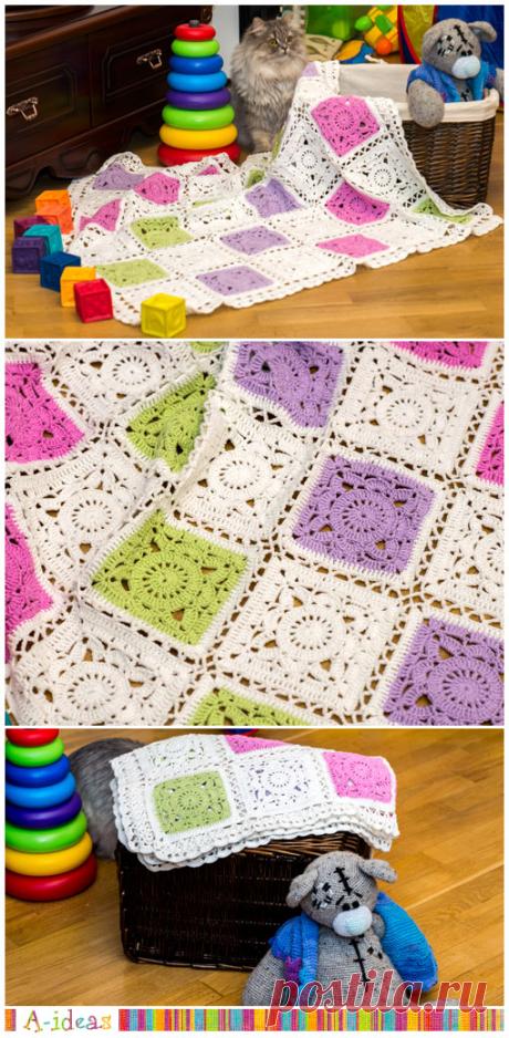 Плед крючком для новорожденного [схема] - Блог Одной Мамы