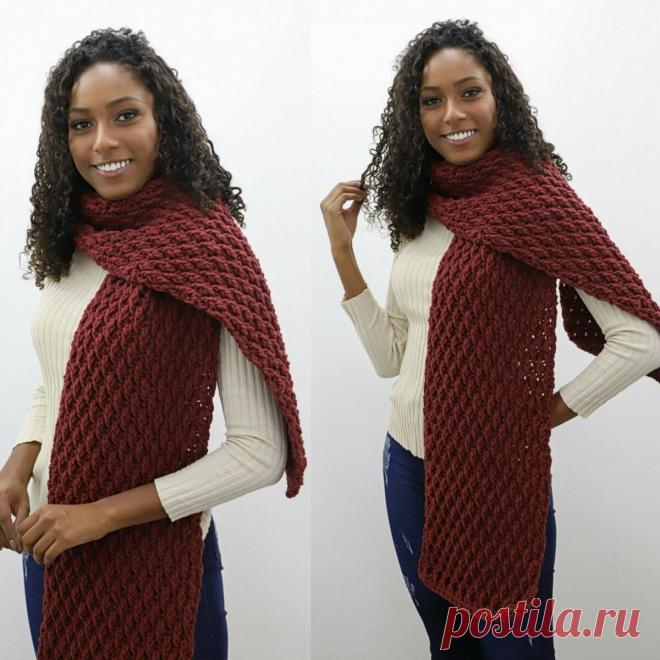 Бордовый шарф крючком. Схема – Paradosik Handmade - вязание для начинающих и профессионалов