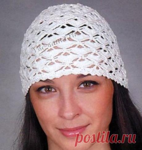 Летняя шапочка с узором "ракушки"
