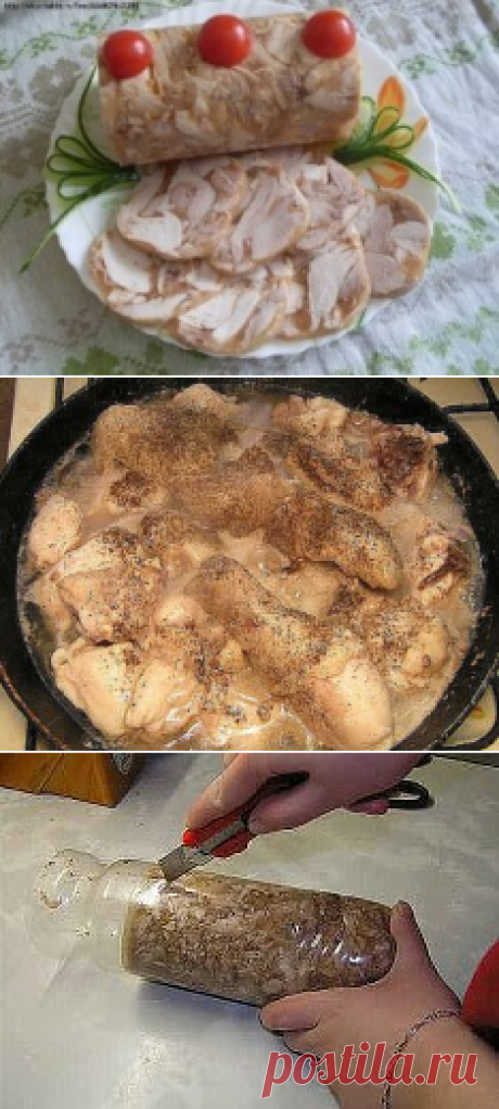 Куриный рулет в бутылке