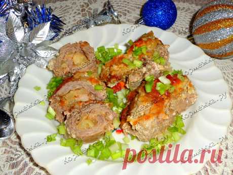 Рулетики из мяса с ананасами и сыром - Кормежка.ру