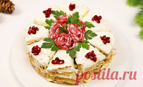 Праздничный закусочный торт из лаваша