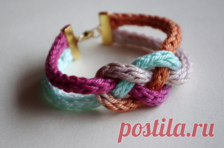 Hand Dyed Crochet Tube Color block Knot Bracelet от NikalaJayne
