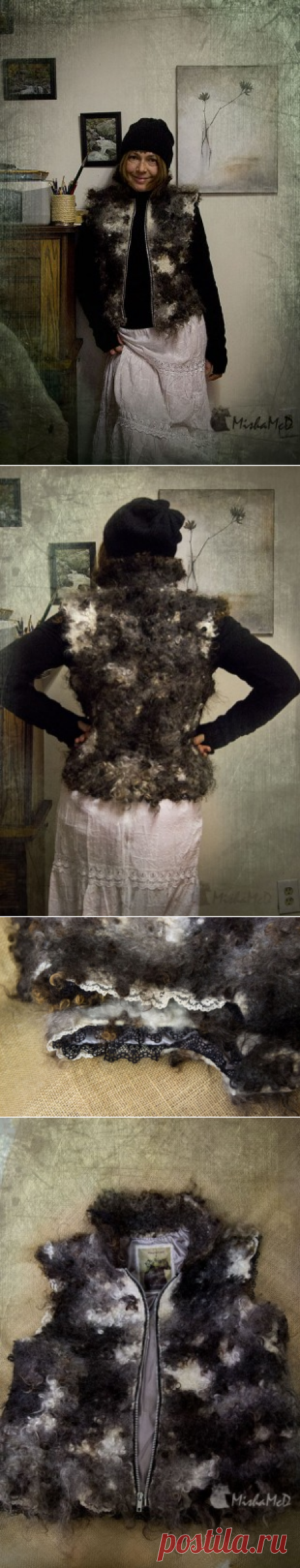 Первый жилет. И первая попытка свалять одежду.