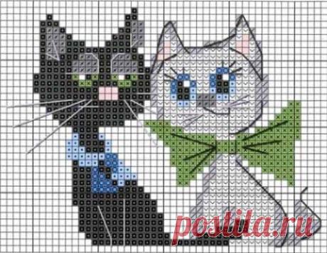 Котейки - схемы вышивки котиков | Искусница