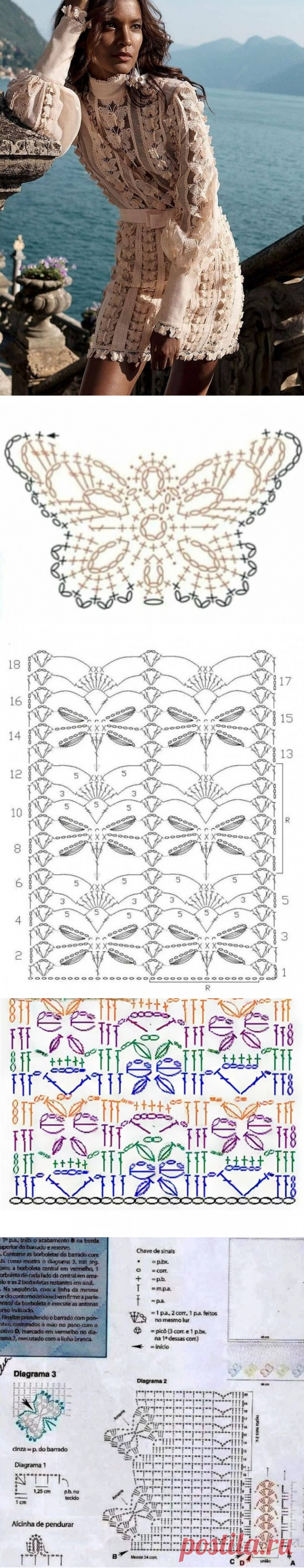 Платье крючком, подборка схем