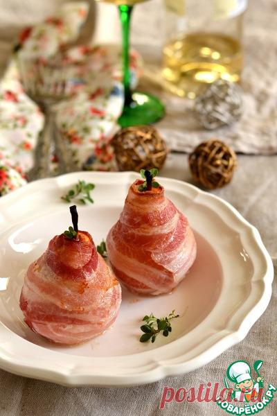 Пошированная груша с рокфором в беконе Кулинарный рецепт