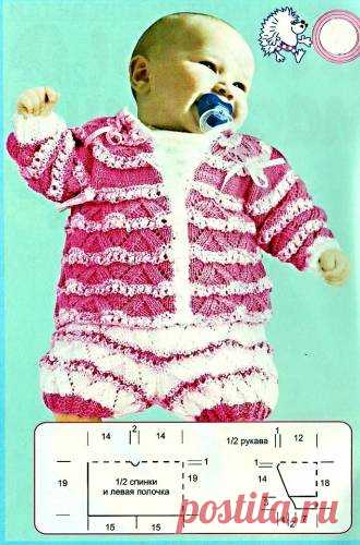 Вязаный ажурный костюм для новорожденного. Возраст 6-9 месяцев. - Вязание комплектов и комбинезонов для новорожденных - Вязание малышам - Вязание для малышей - Вязание для детей. Вязание спицами, крючком для малышей