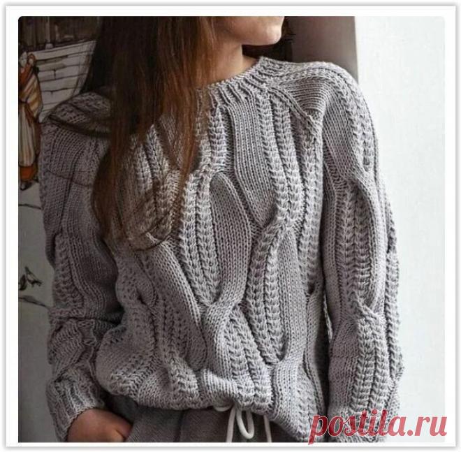 Оригинальный узор для вязания. Свитер крупным узором