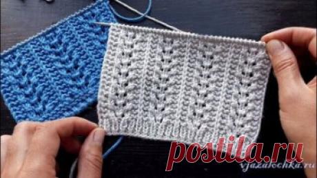 Шикарный узор "Ажурные полосы" спицами.