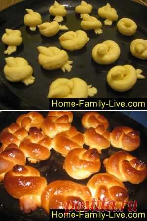 Булочки жаворонки- пошаговый фоторецепт - постная выпечка необычной фоКулинарные рецепты