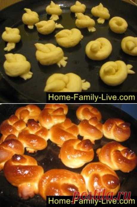 Булочки жаворонки- пошаговый фоторецепт - постная выпечка необычной фоКулинарные рецепты