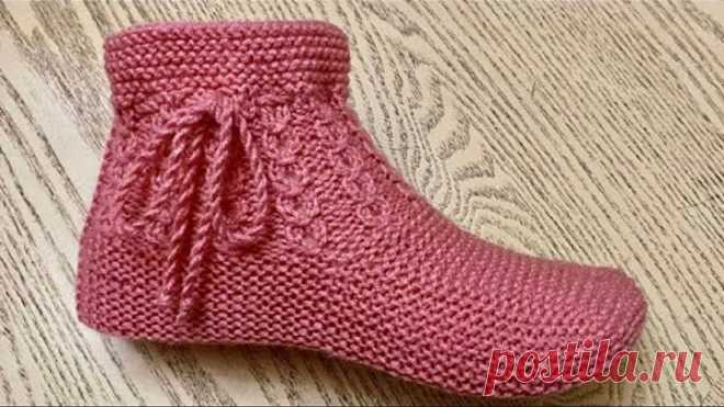 НОВИНКА 2022 : Классные тапочки-следки на спицах без швов // iki patik modeller