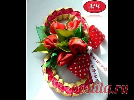 МК магнит на восьмое марта DIY Magnet with  flowers of the tapes