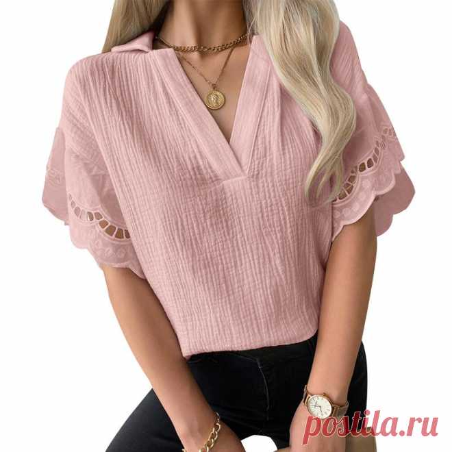 Купить ZANZEA Летние женские блузки с v-образным вырезом и короткими рукавами, рубашки | Joom