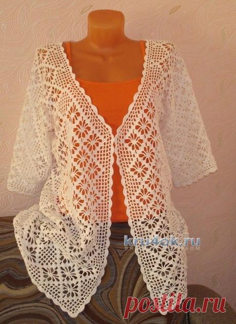 Женский кардиган, связанный крючком со схемой - вязание крючком на kru4ok.ru