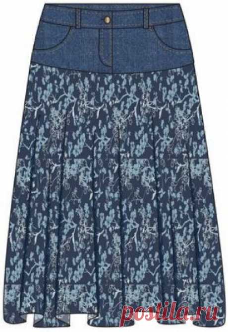 Compra vaqueros viejos en tiendas de segunda mano y adjuntar tejidos a mano de tela de la falda!