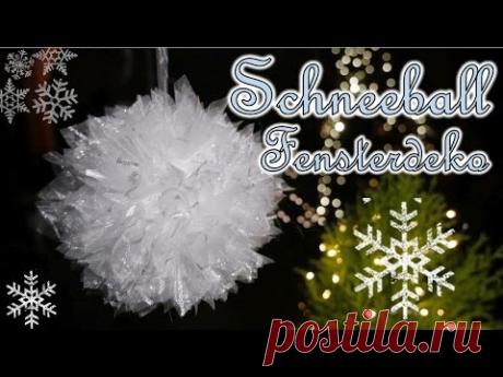 Schneeball Fensterdeko basteln | Christbaumkugel aus Stoff | Winterdeko