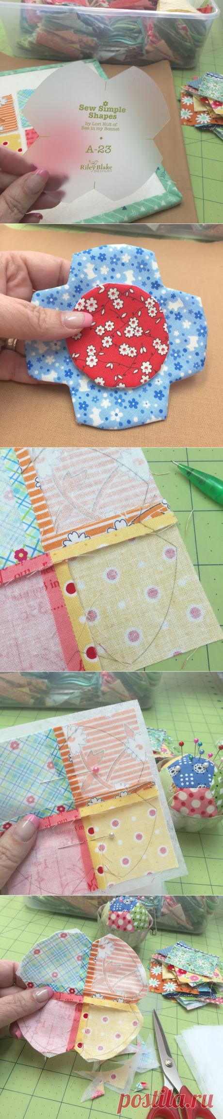 Bee In My Bonnet: NEW!!! - Tutorial on Making Patchwork Flowers and Leaves with the Sew Simple Shapes Templates!
