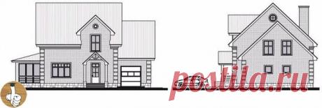 Проeкт двухэтажного загородного дома с гаражом.