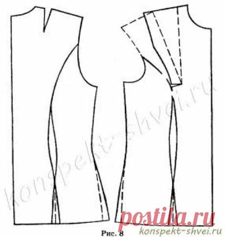 Перемещение вытачек в кокетку или рельеф | КОНСПЕКТ ШВЕИ