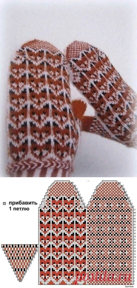 Варежки спицами жаккардовым узором