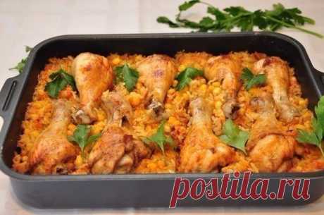 ленивая курочка......................рис,кукуруза,морковь,лук......