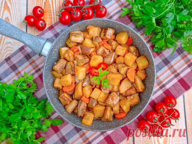 Как приготовить баклажаны с картошкой на сковороде: быстрое и сытное овощное рагу - 1000.menu