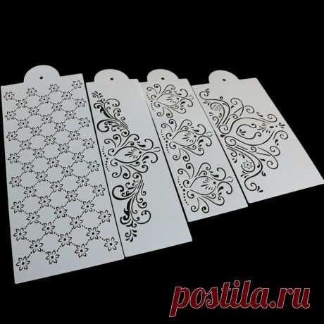 Горячие Продажи 4 Шт./компл. Шаблон Плесень Выпечки Инструмент Кружева Принцесса Торт Кекс Cookie Трафарет Фондант Торт Пограничной Трафарет Украшения Набор купить на AliExpress