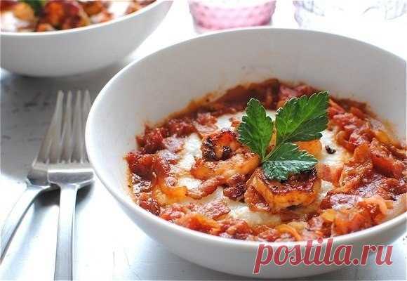жареные креветки с соусом