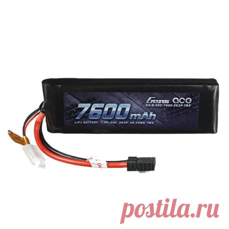 Gens ace 7.4v 7600mah 25c 2s lipo battery with trx plug for rc car Sale - Banggood.com