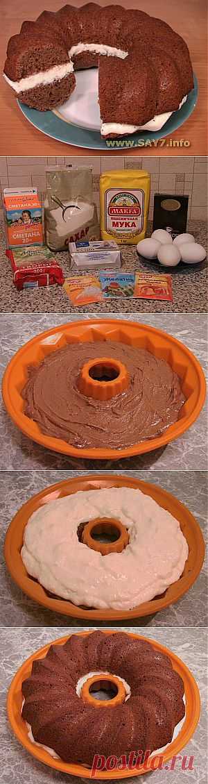 Шоколадный кекс с творожным кремом