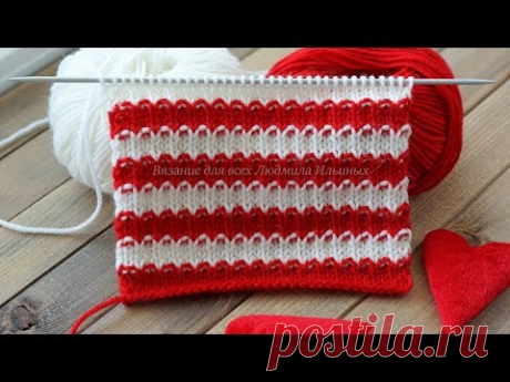 Веселые полоски. Простой узор спицами.