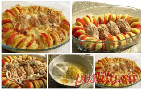 Лучшие кулинарные рецепты: Запеченные куриные котлетки с гарниром &quot;Полосатый рейс&quot;