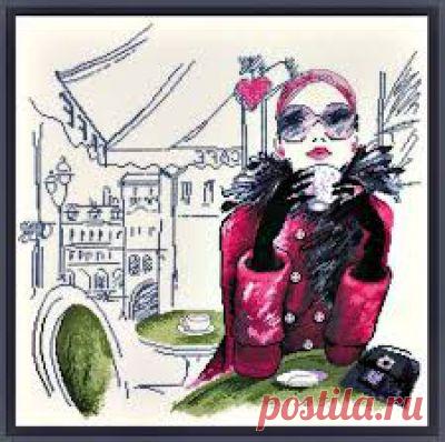 Схема для вышивки крестом Парижанка №1