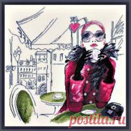 Схема для вышивки крестом Парижанка №1