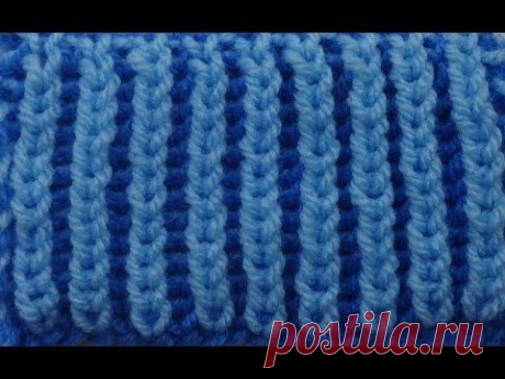 Английская резинка из пряжи двух цветов. Вязание спицами