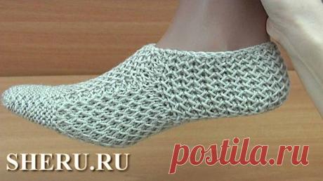 Следки на двух спицах и узор соты в следках - Урок вязания №275