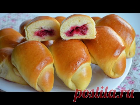 Сдобные рогалики с малиной | Butter bagels with raspberries